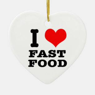 I HEART (LOVE) fast food Ceramic Tree Decoration