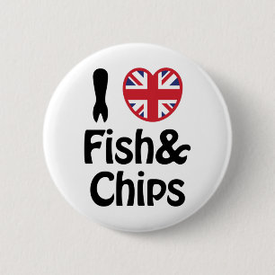 I Heart [Love] Fish & Chips 6 Cm Round Badge