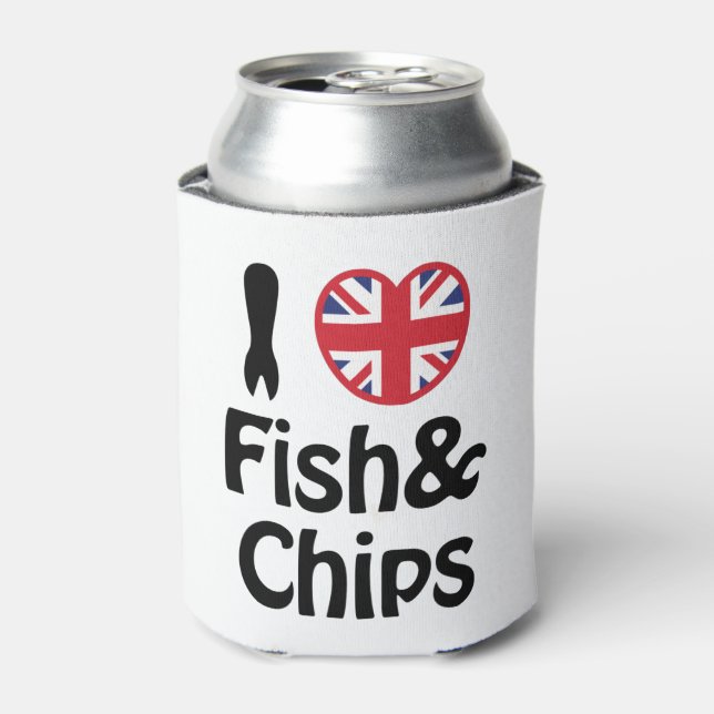 I Heart [Love] Fish & Chips Can Cooler (Can Front)