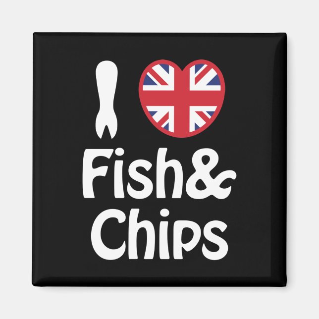I Heart [Love] Fish & Chips Magnet (Front)