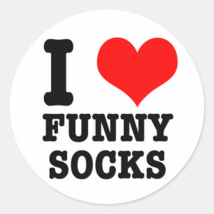I HEART (LOVE) FUNNY SOCKS CLASSIC ROUND STICKER
