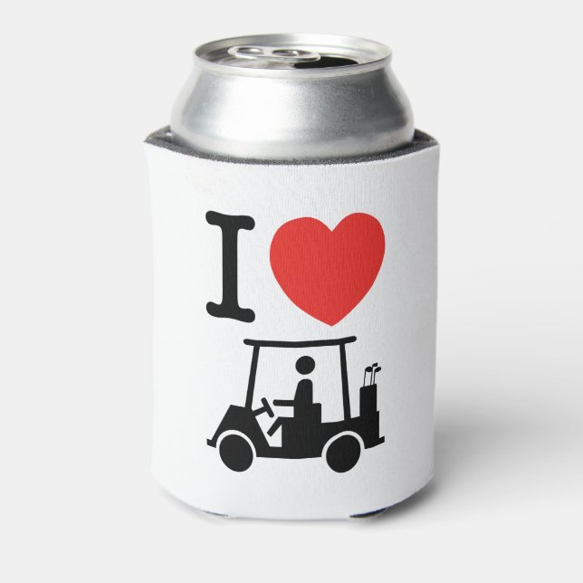 I Heart (Love) Golf Cart Can Cooler (Can Back)