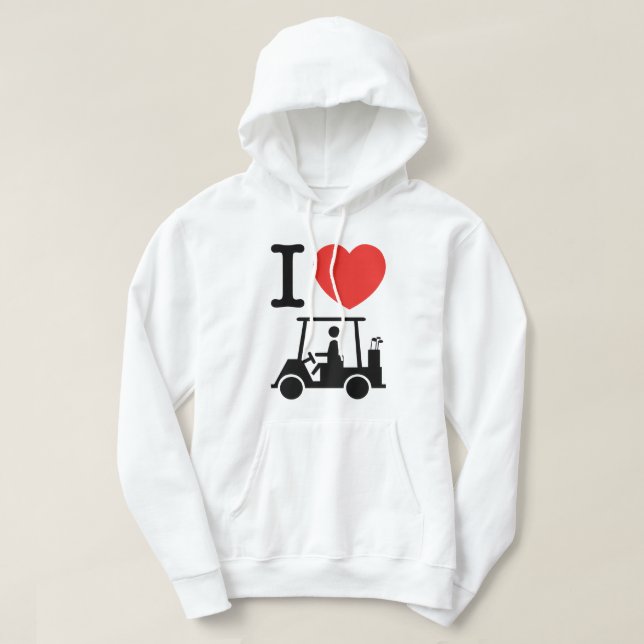 I Heart (Love) Golf Cart Hoodie (Design Front)