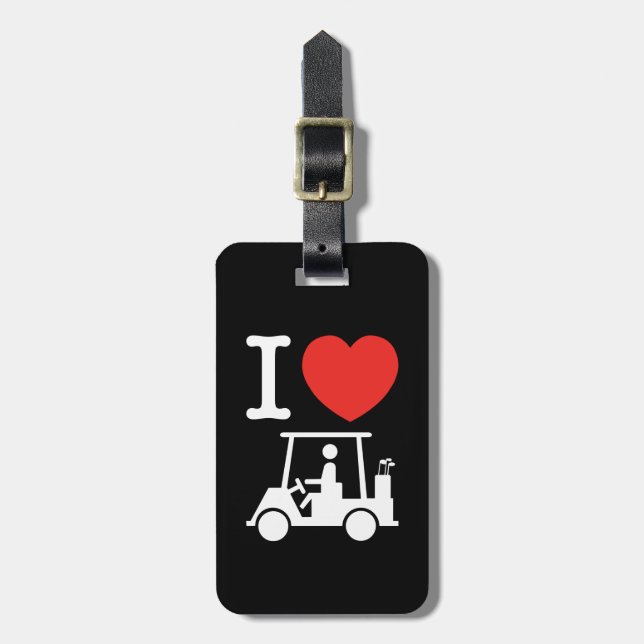 I Heart (Love) Golf Cart Luggage Tag (Front Vertical)