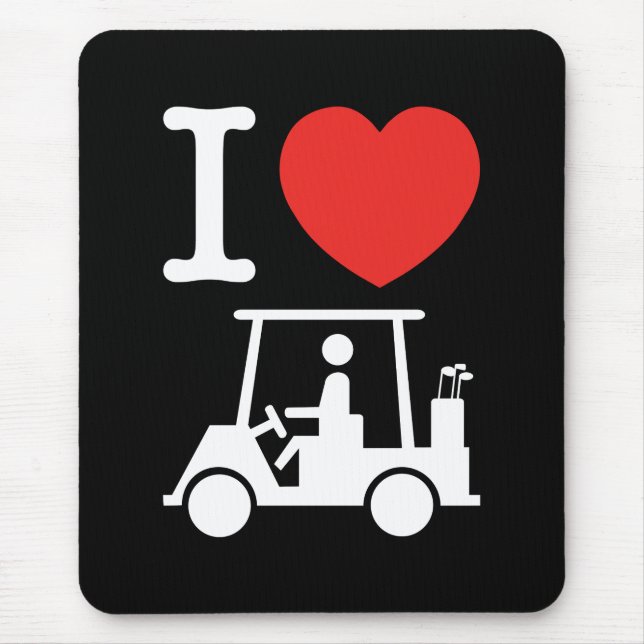 I Heart (Love) Golf Cart Mouse Pad (Front)