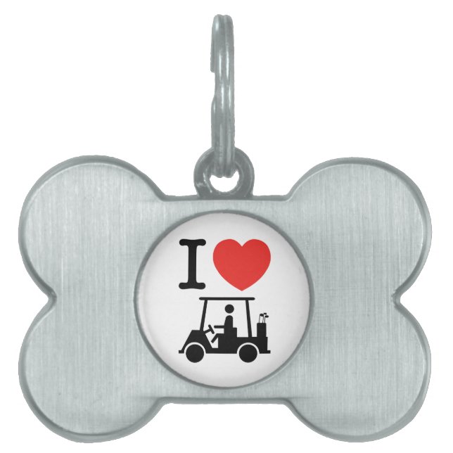 I Heart (Love) Golf Cart Pet Tag (Front)