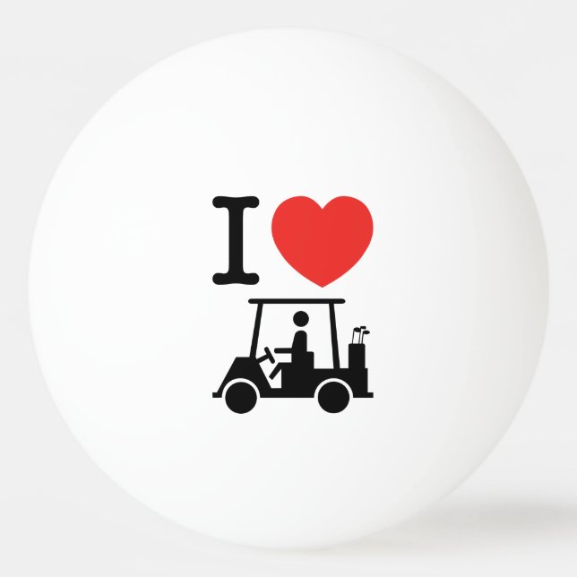 I Heart (Love) Golf Cart Ping Pong Ball (Front)