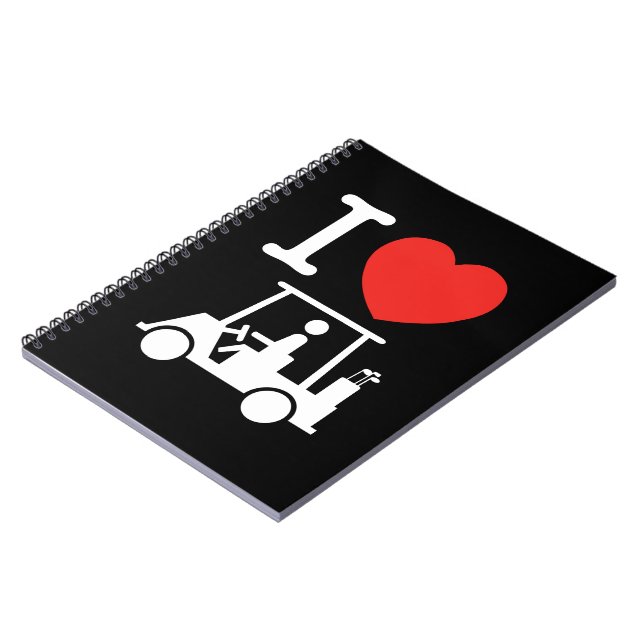 I Heart (Love) Golf Cart Spiral Notebook (Left Side)