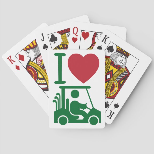 I Heart Love Golfing Red Green Golf Playing Cards (Back)