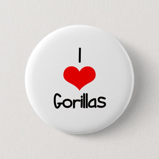 I Heart (Love) Gorillas 6 Cm Round Badge (Front)