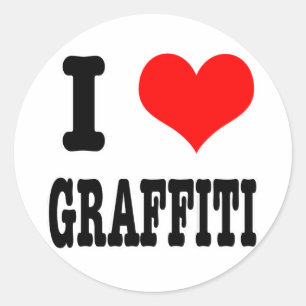 I HEART (LOVE) GRAFFITI CLASSIC ROUND STICKER