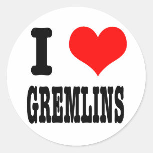 I HEART (LOVE) GREMLINS CLASSIC ROUND STICKER