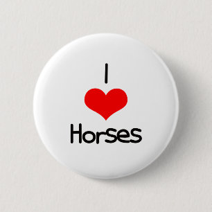 I Heart (Love) Horses 6 Cm Round Badge