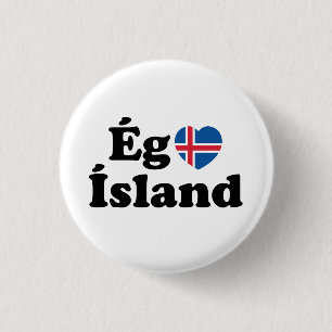 I Heart (Love) Iceland [Ég Elska Ísland] Icelandic 3 Cm Round Badge