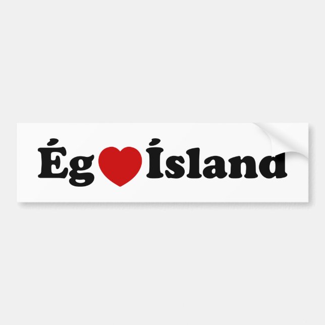 I Heart (Love) Iceland [Ég Elska Ísland] Icelandic Bumper Sticker (Front)