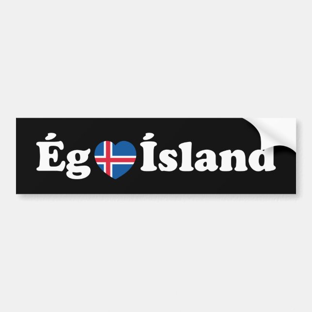 I Heart (Love) Iceland [Ég Elska Ísland] Icelandic Bumper Sticker (Front)