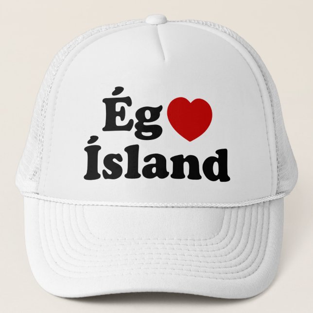 I Heart (Love) Iceland [Ég Elska Ísland] Icelandic Trucker Hat (Front)