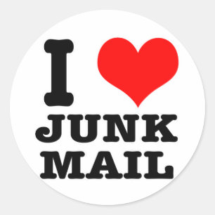 I HEART (LOVE) JUNK MAIL CLASSIC ROUND STICKER