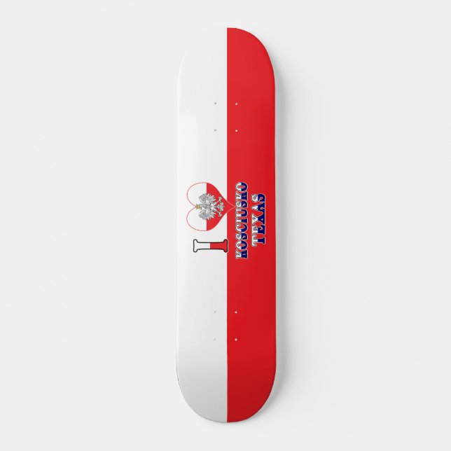 I Heart Love Kosciusko Texas Skateboard (Front)