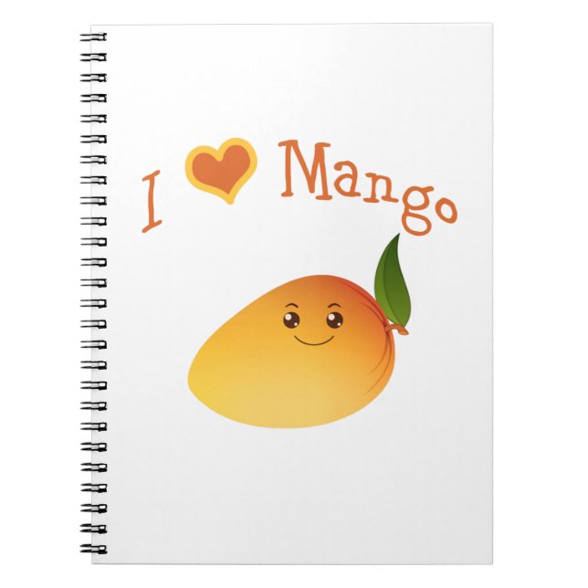 I Heart (love) Mango Spiral Notebook (Front)