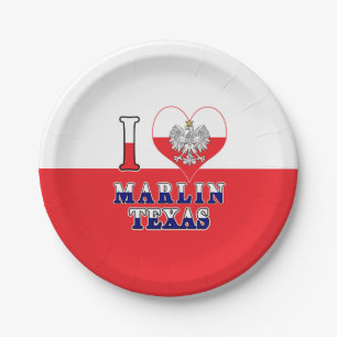 I Heart Love Marlin Texas Paper Plate