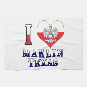 I Heart Love Marlin Texas Tea Towel