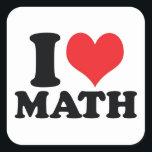 I Heart / love math Square Sticker<br><div class="desc">I Heart / love math</div>