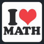 I Heart / love math Square Sticker<br><div class="desc">I Heart / love math</div>