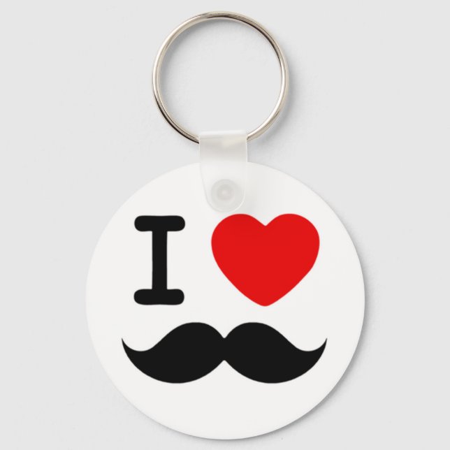 I heart / Love Moustaches / Moustaches Key Ring (Front)
