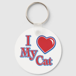 I Heart love my cat Key Ring