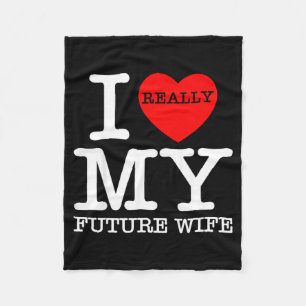 I Heart Love My Future Wife Marriage Fiance Groom  Fleece Blanket