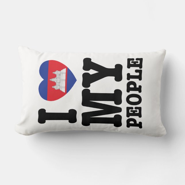 I Heart (Love) My Khmer People Lumbar Cushion (Front)