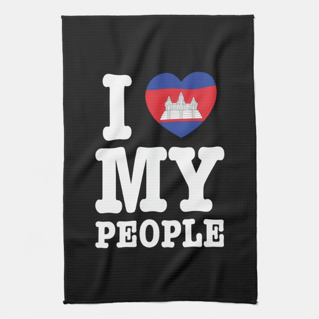 I Heart (Love) My Khmer People Tea Towel (Vertical)