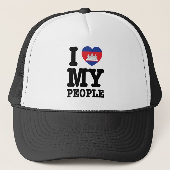 I Heart (Love) My Khmer People Trucker Hat (Front)