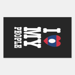 I Heart (Love) My Lao People Rectangular Sticker