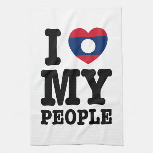 I Heart (Love) My Lao People Tea Towel