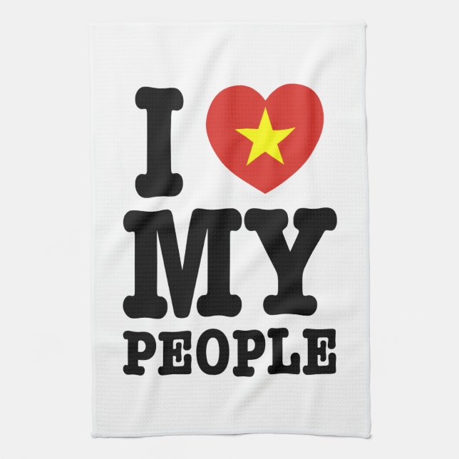 I Heart (Love) My Viet People Tea Towel (Vertical)