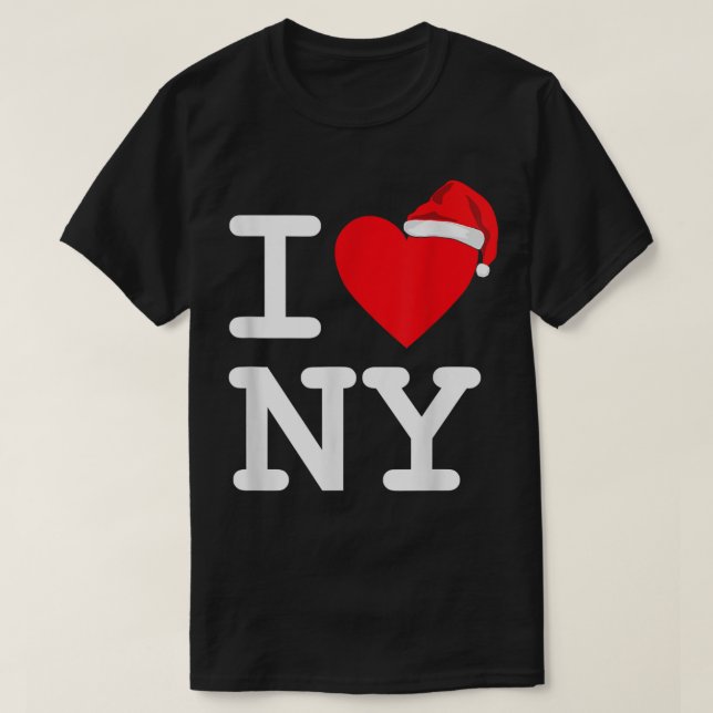 I Heart Love NY New York City NYC Santa Hat Christ T-Shirt (Design Front)