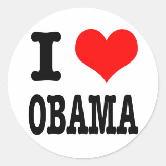 I HEART (LOVE) OBAMA CLASSIC ROUND STICKER