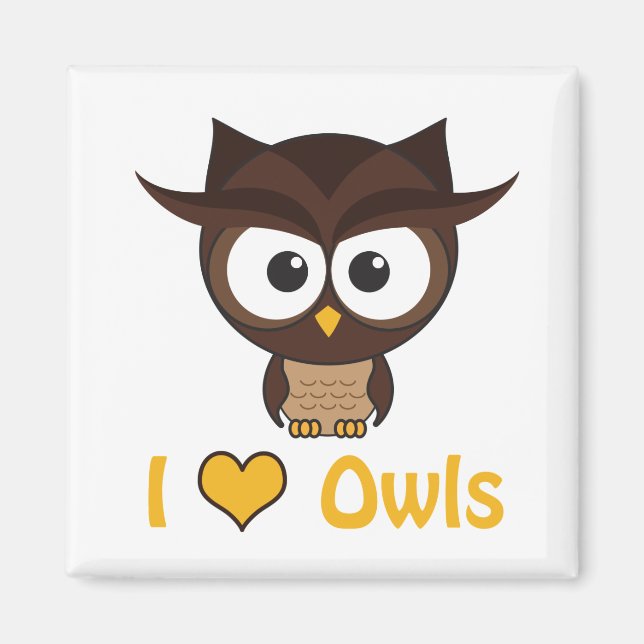 I heart (love) owls magnet (Front)