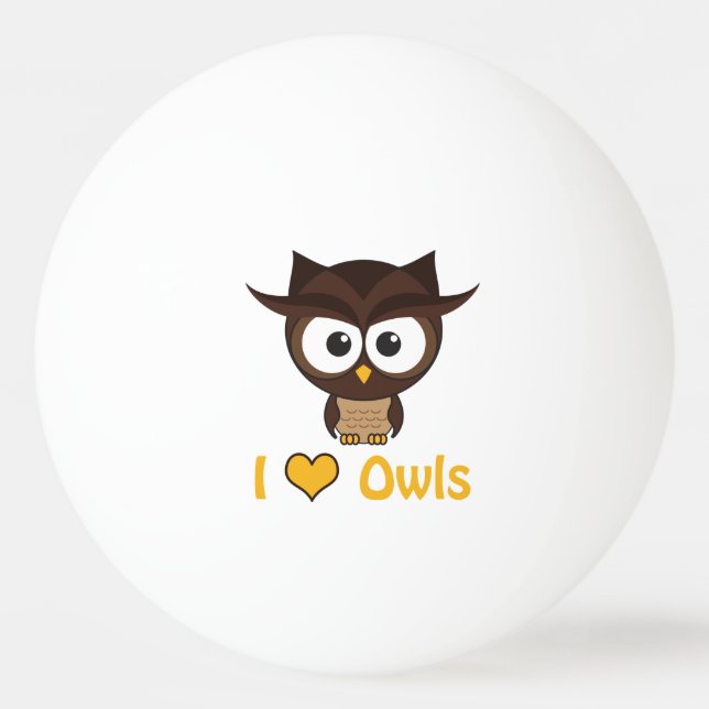 I heart (love) owls ping pong ball (Front)