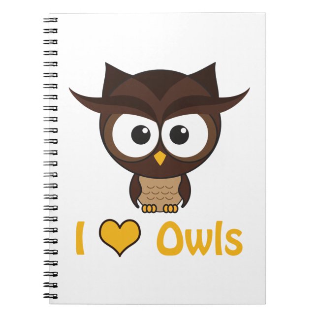 I heart (love) owls spiral notebook (Front)