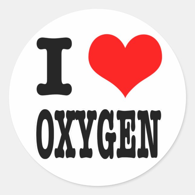 I HEART (LOVE) OXYGEN CLASSIC ROUND STICKER (Front)