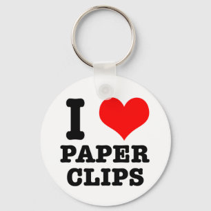 I HEART (LOVE) paper clips Key Ring
