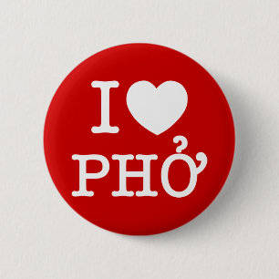 I Heart (Love) Pho 6 Cm Round Badge