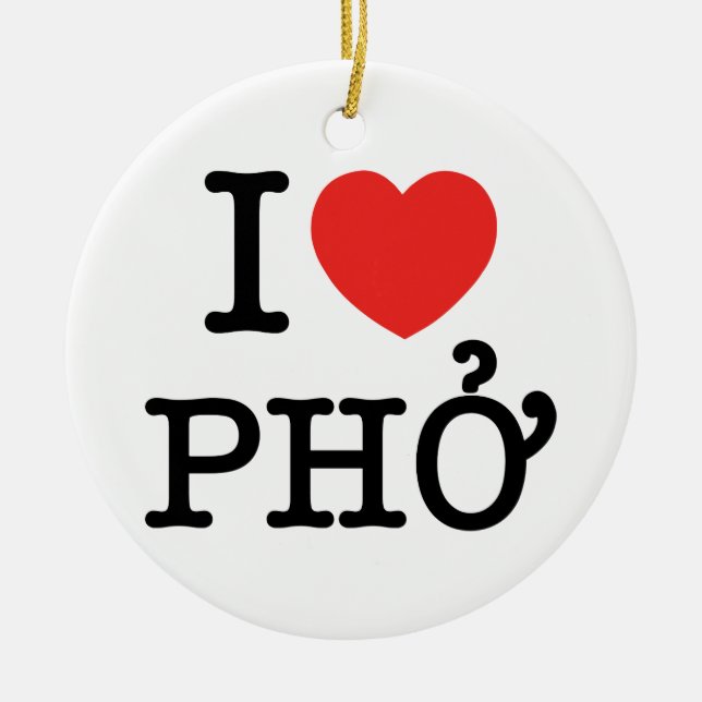 I Heart (Love) Pho Ceramic Tree Decoration (Front)