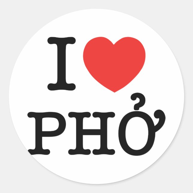 I Heart (Love) Pho Classic Round Sticker (Front)