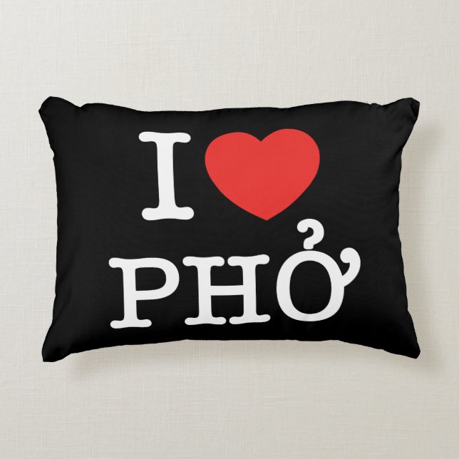 I Heart (Love) Pho Decorative Cushion (Front)