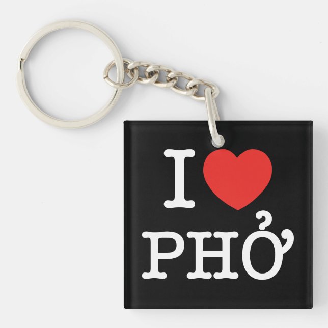 I Heart (Love) Pho Key Ring (Front)