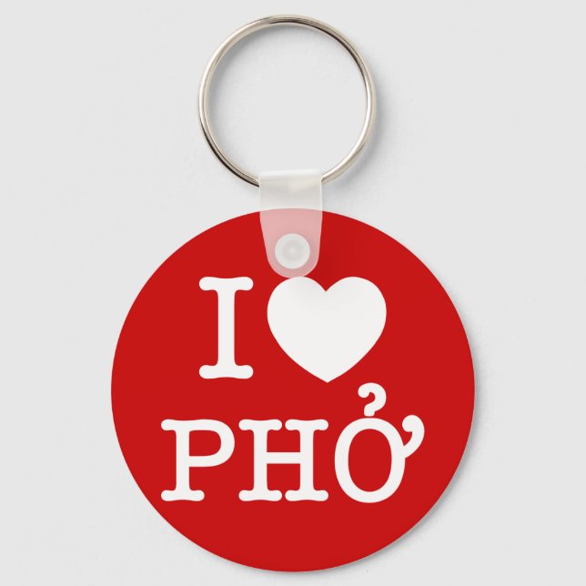 I Heart (Love) Pho Key Ring (Front)